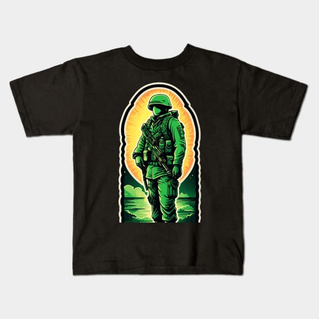 Soldiers Defending the Final Frontier Kids T-Shirt by abdellahyousra